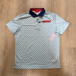 Redvanly Ryder Polo‎ Shirt Mens L Blue Breeze Athletic Golf Performance Pattern
